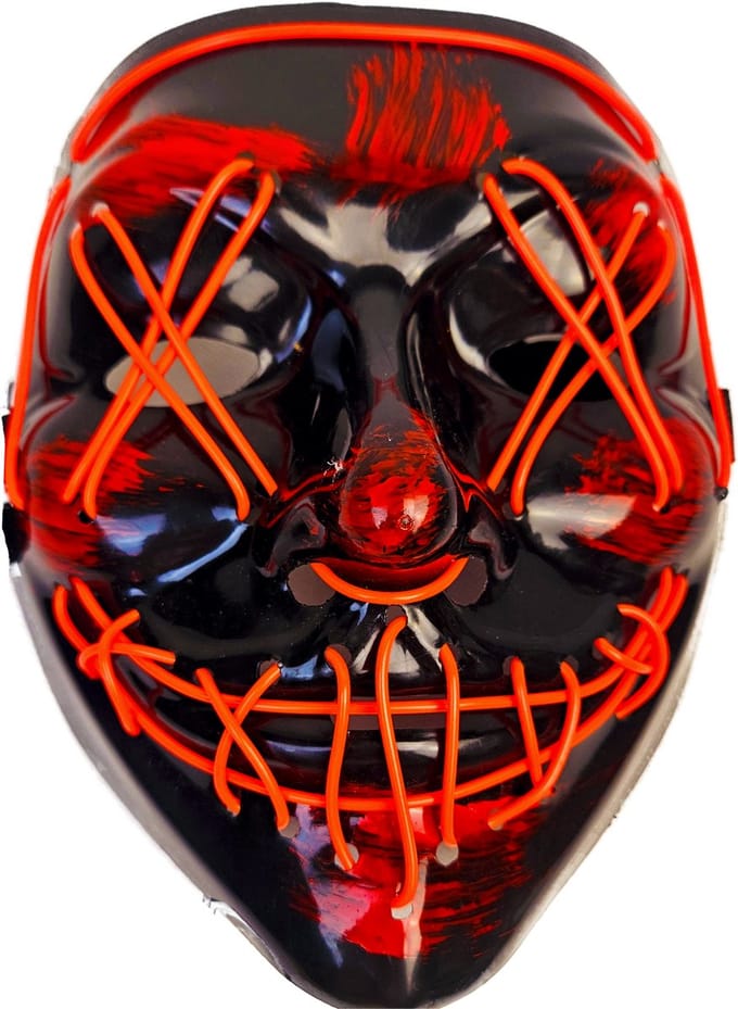 BamBella® Masker Halloween lach X ogen Rood zwart carnaval verkleed kleding