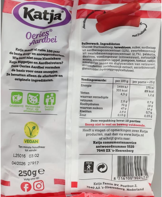 Katja Oeries Aardbei - 3 x 250 gr - Voordeelverpakking