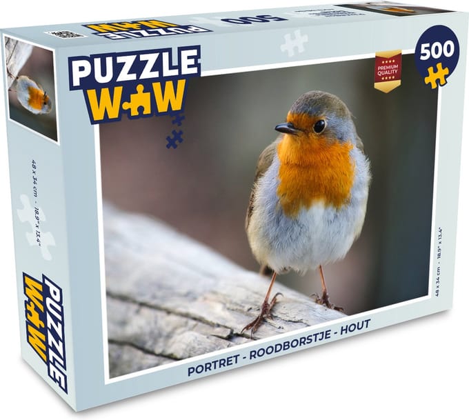 Puzzel Roodborstje - Hout - Vogel - Legpuzzel - Puzzel 500 stukjes
