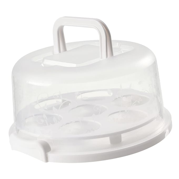 Draagbare Cheesecake Container 7 Slot PP Ronde Cake Draaghouder met Transparante Deksel white