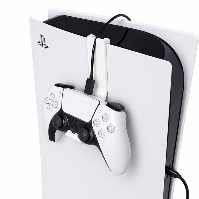 Dubbele Controller Houder Geschikt voor PlayStation 5 Controllers – Controller Stand met Kabelgeleider – Gaming Setup Organizer – Wit