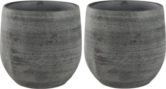 Ter Steege Plantenpot - Set van 2x stuks - modern - mystic grijs - 18 x 16 cm