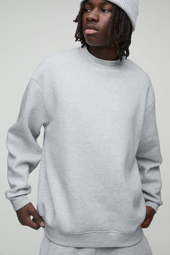 330GSM Oversized Sweatshirt | Grey Marl | Size Large