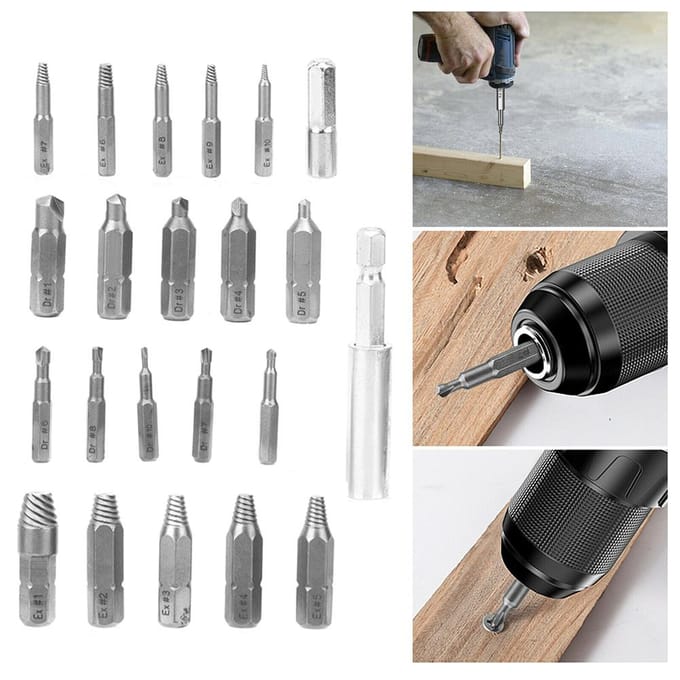 22 stuks Schroefuitdraaier Linksdraads Gereedschapsset Duurzaam Hardware Accessoire Hoge Snelheidsstaal