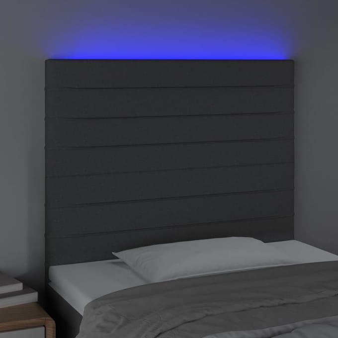 vidaXL - Hoofdbord - LED - 100x5x118/128 - cm - stof - donkergrijs
