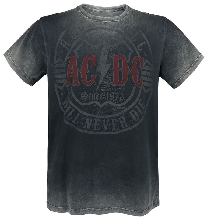 AC/DC T-shirt - Rock & Roll - Will Never Die - M tot 4XL - voor Mannen - donkergrijs