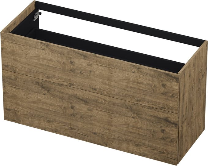 INK® wastafelonderkast 2 laden greeploos push to open hout decor 120x45x65cm, naturel eiken