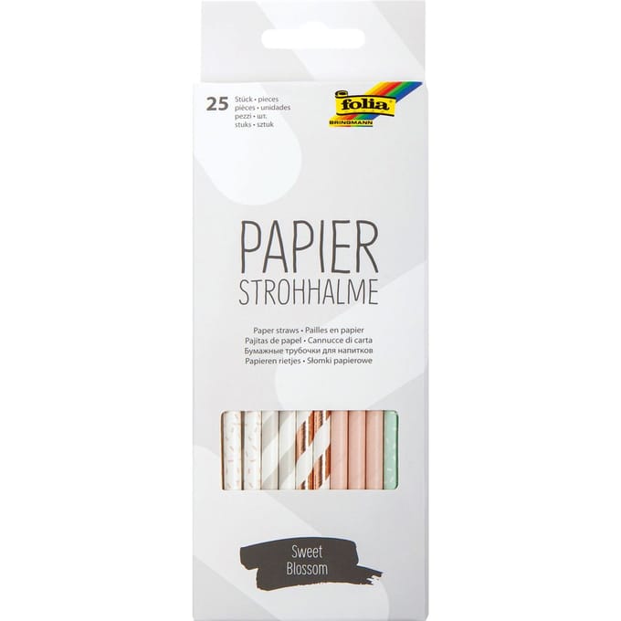 Papieren rietjes, 25 stuks - Pastell
