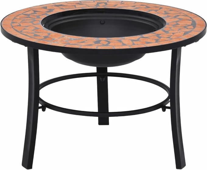 Terracotta Vuurkorf - Tuinhaard Buiten - Sfeerverwarming Tuin - Met BBQ Rooster - 68 cm - Terracotta