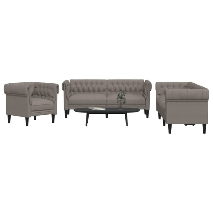 3-Cz. Zitgroep, Kleur Taupe, Bekleed met Stof