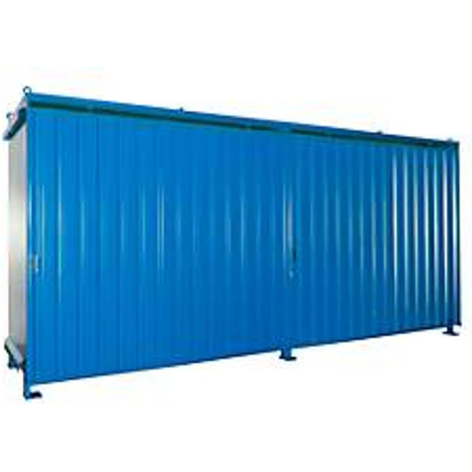 Stellingcontainer BAUER CEN 59-2, staal, schuifdeur, B 6245 x D 1550 x H 2980 mm, blauw