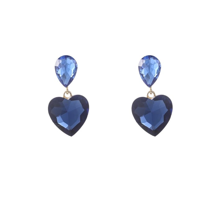 Go Dutch Label Oorknoppen Heart Stone Dangle Goud Blauw