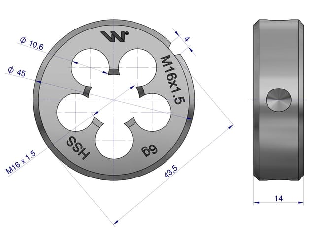 Waryński Narzynka M16x1.5 HSS DIN223 Fijne Schroefdraad