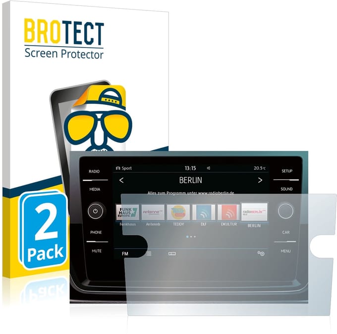 BROTECT - Screenprotector voor Volkswagen Tiguan Allspace 2017-2019 Composition Media 8" 2017 - Folie Beschermfolie matte 2 Stuks