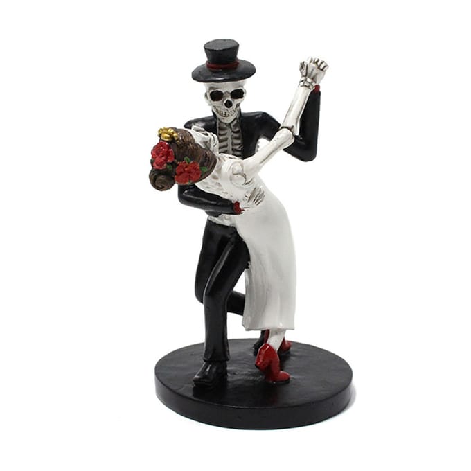 Dansend Schedel Koppelsbeeld Levensachtig Verzamelbaar Hars Skelet Koppelfiguur Ornament voor Thuis black