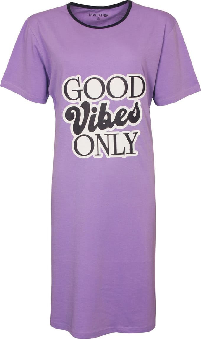 Temptation Dames Nachthemd - Bigshirt - Paars - Maat M