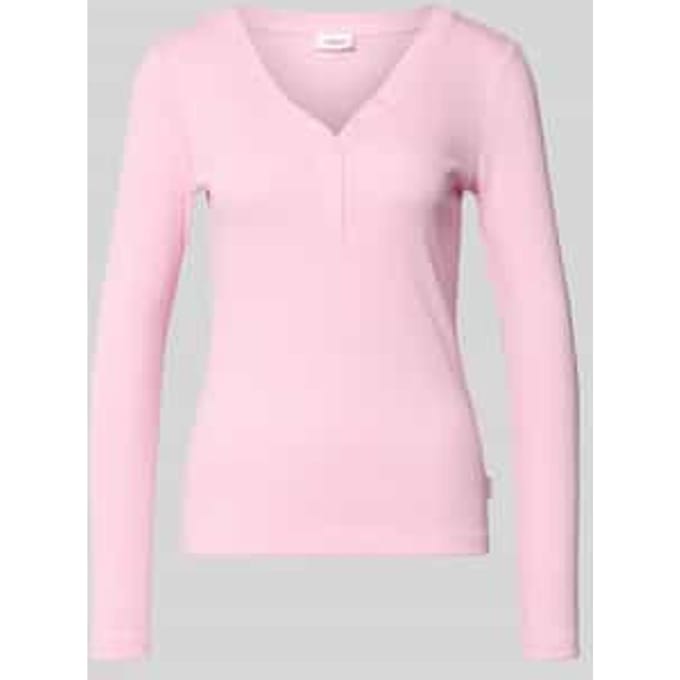 Slim fit shirt met lange mouwen met sierknoopsluiting