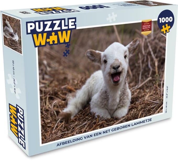 Puzzel Afbeelding van een net geboren lammetje - Legpuzzel - Puzzel 1000 stukjes volwassenen