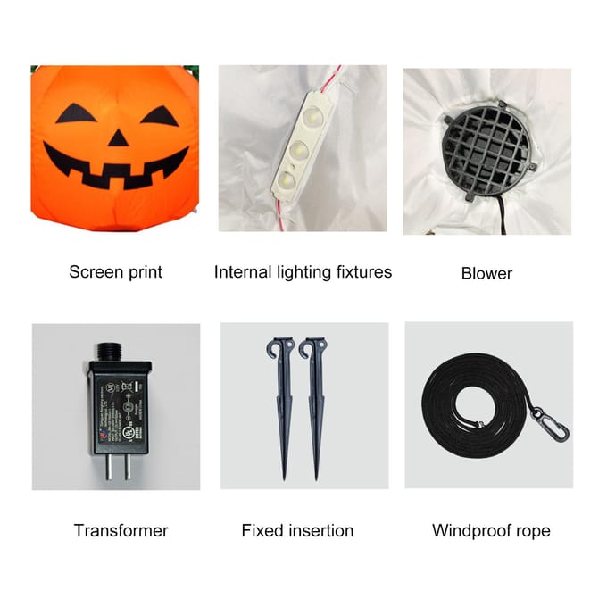 3.9FT Halloween Opblaasbare Pompoen Buitendecoraties LED's Opblaasbare 3 Opblaasbare US Plug oranje