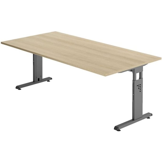 MEGA 2E G | Bureau - 200 x 100 Tafelhoogte I In hoogte verstelbaar Eiken/Grafiet