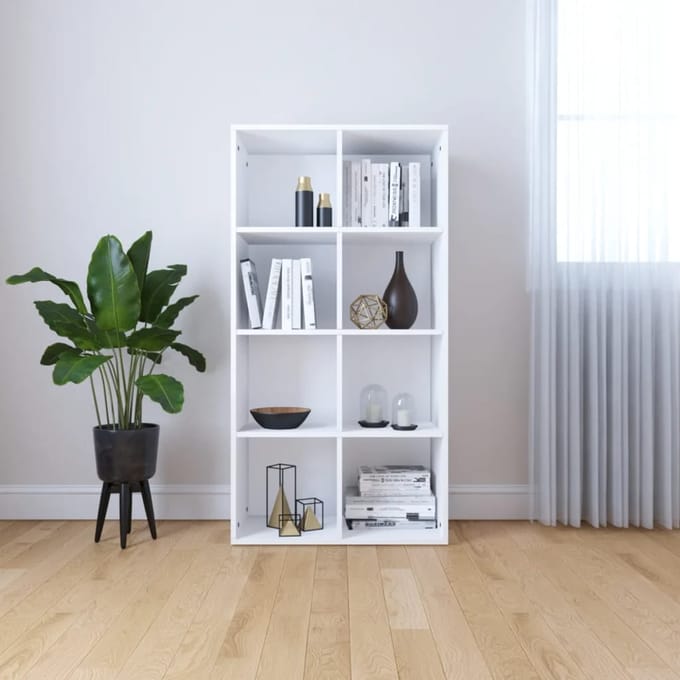 vidaXL - Boekenkast/dressoir - 66x30x130 - cm - bewerkt - hout - wit