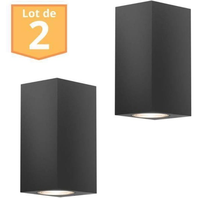 Set van 2 Wandlampen RITA GU10 2x35W Grijs Aluminium IP44 grijs