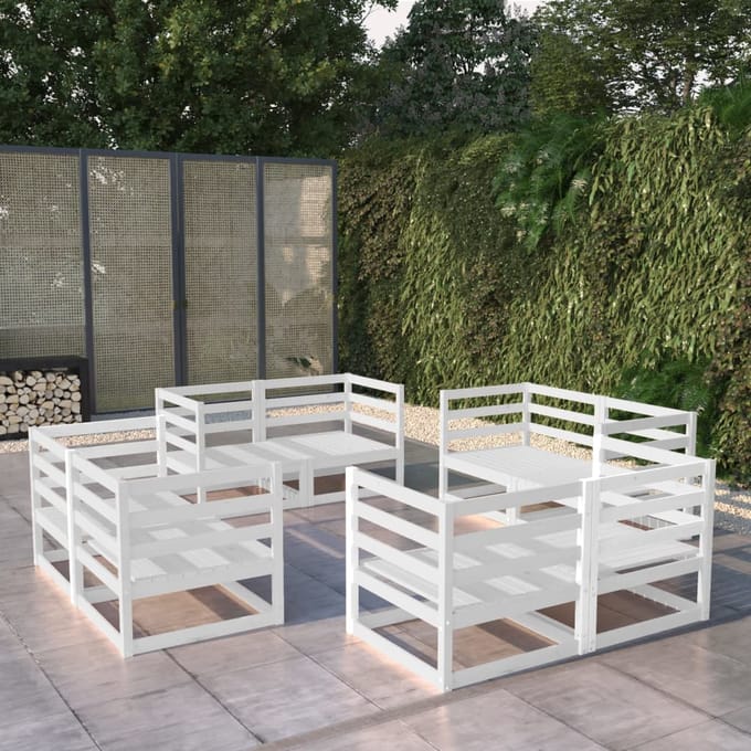 vidaXL - 8-delige - Loungeset - massief - grenenhout - wit