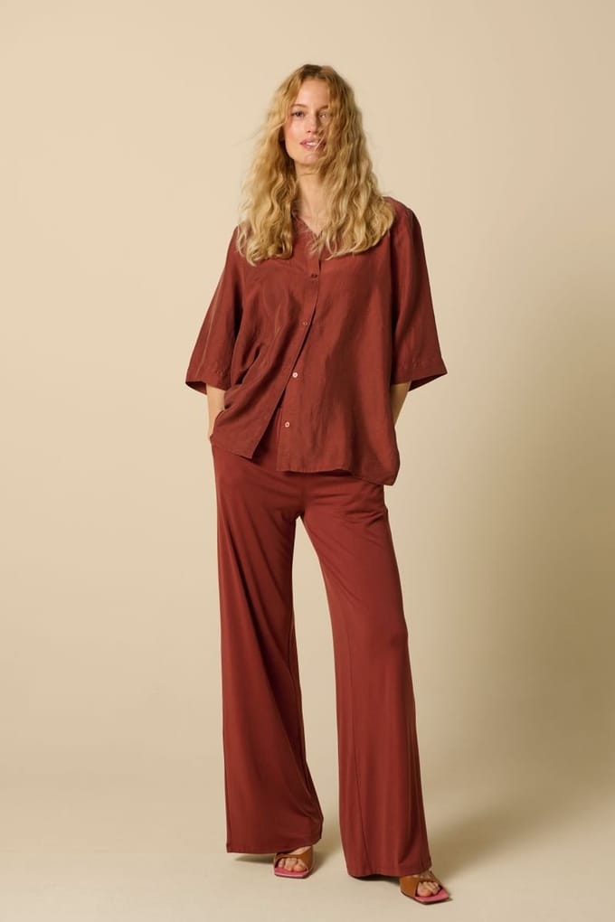 Sissy-Boy - Donkerrode high waist wide leg broek