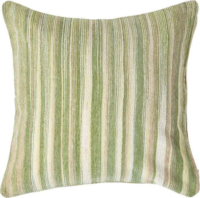 Homescapes Groen Gestreept Chenille Kussenhoes 45 x 45 cm