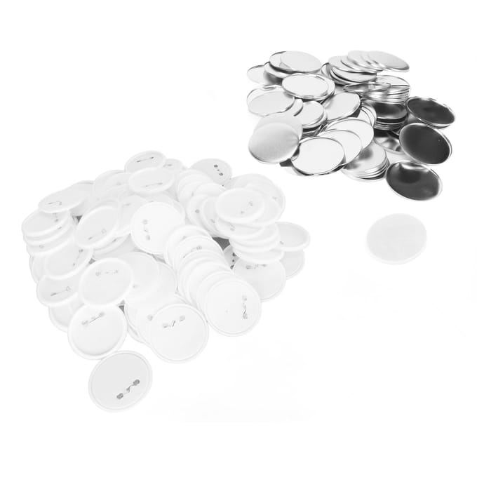 Lot de 100 pièces de badges vierges pour machine à fabriquer des boutons, boutons ronds antirouille à monter soi-même 3in white