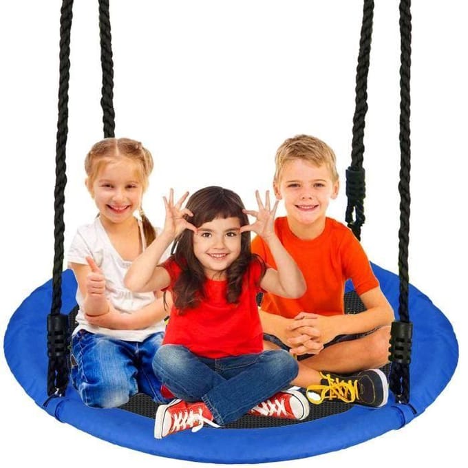 Springos Nestschommel | Kinderschommel | Ø110 CM | Max 150 KG | Blauw / Zwart