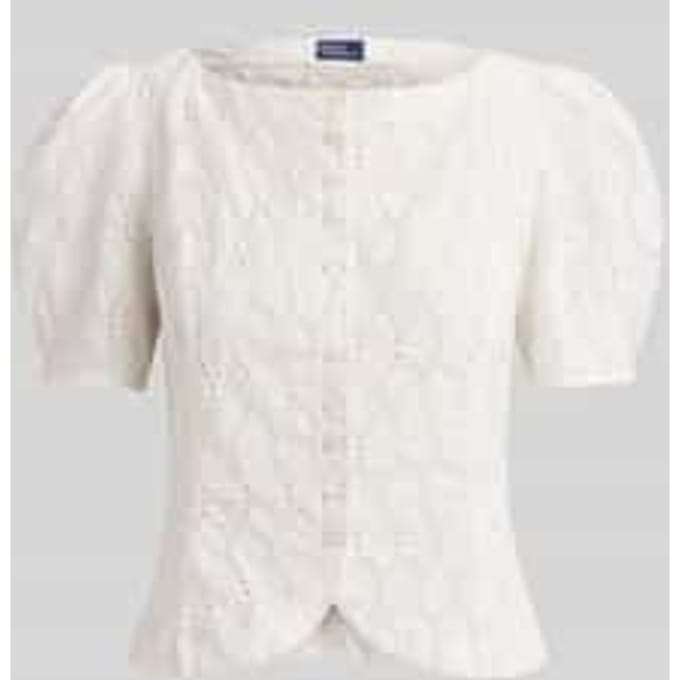 slim fit blouse met korte mouwen van puur katoen model 'JULES'