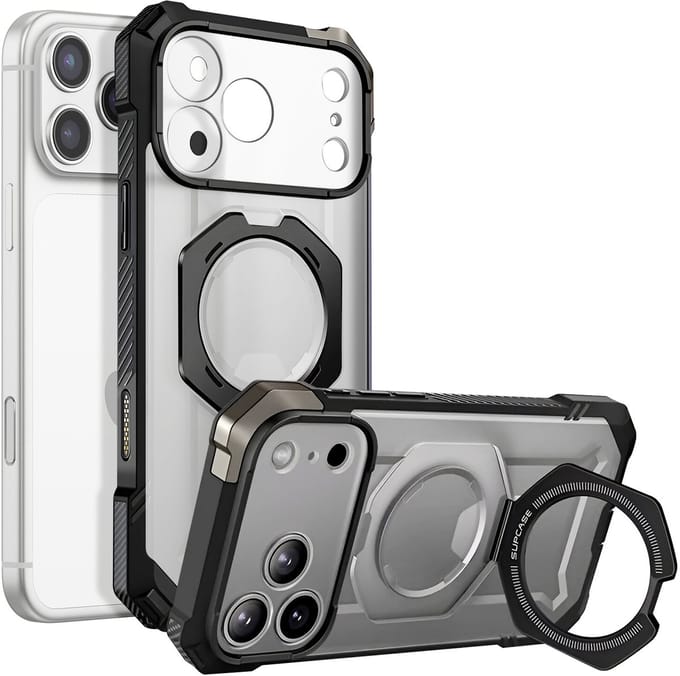 Supcase UB Grip hoesje geschikt voor iPhone 17 Pro Max compatibel met MagSafe - Zwart Transparant
