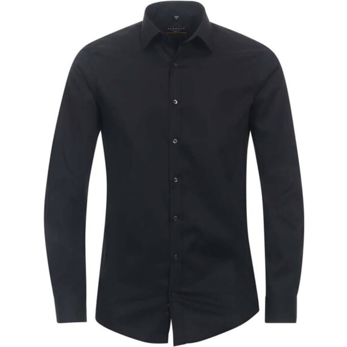 Redmond slim fit overhemd - popeline - zwart