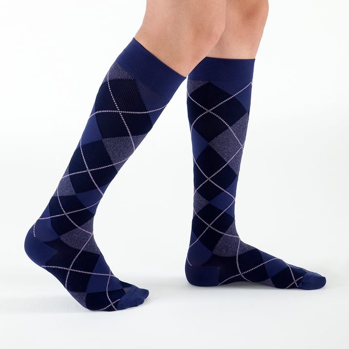Sigvaris Microfiber Shades Steunkousen Heren Argyle Paars-Maat: 39 - 41