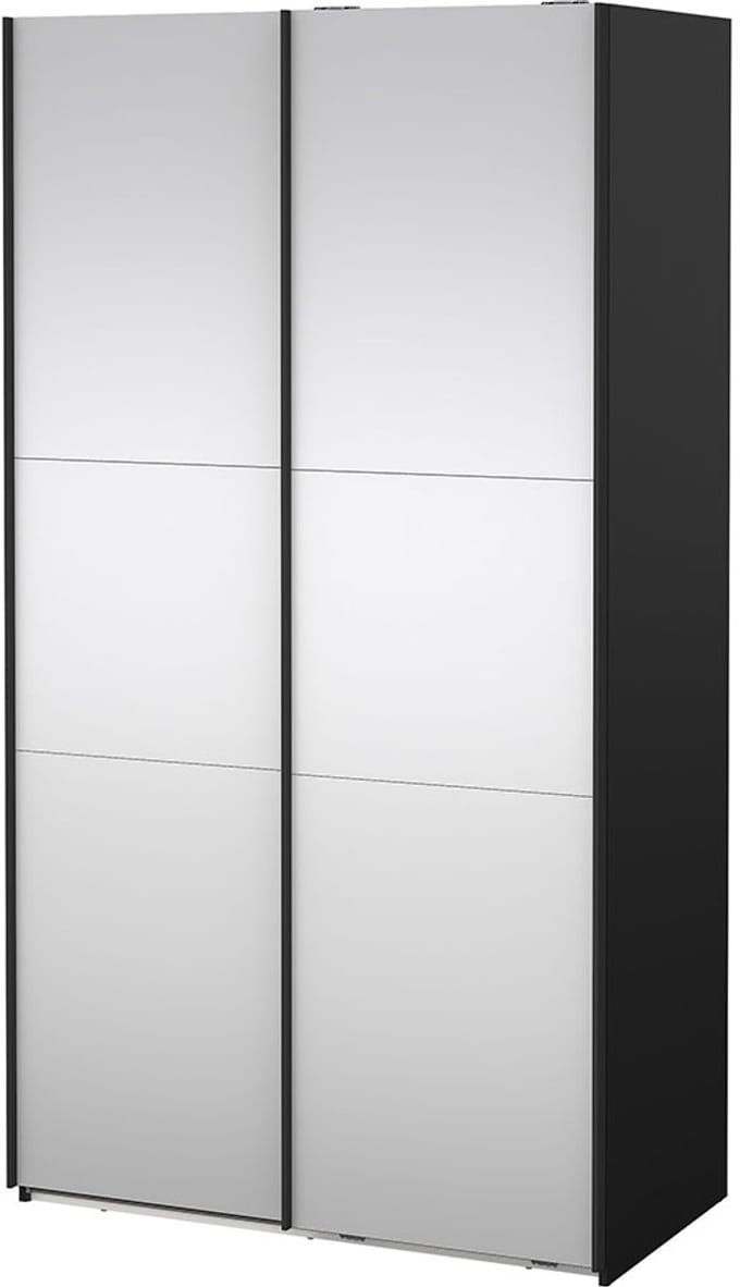 Como schuifdeurkast 2 deuren met spiegel 120x220cm mat zwart.