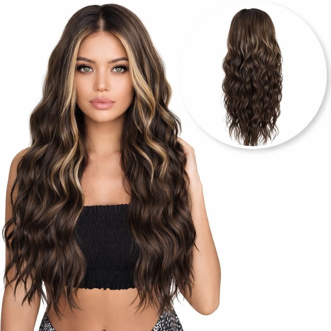 SassyGoods Luxe Bruine Pruik - Lace Front Wig - Pruiken Dames Lang Haar - Haarwerk - Wasbaar - Bruin - 65 cm