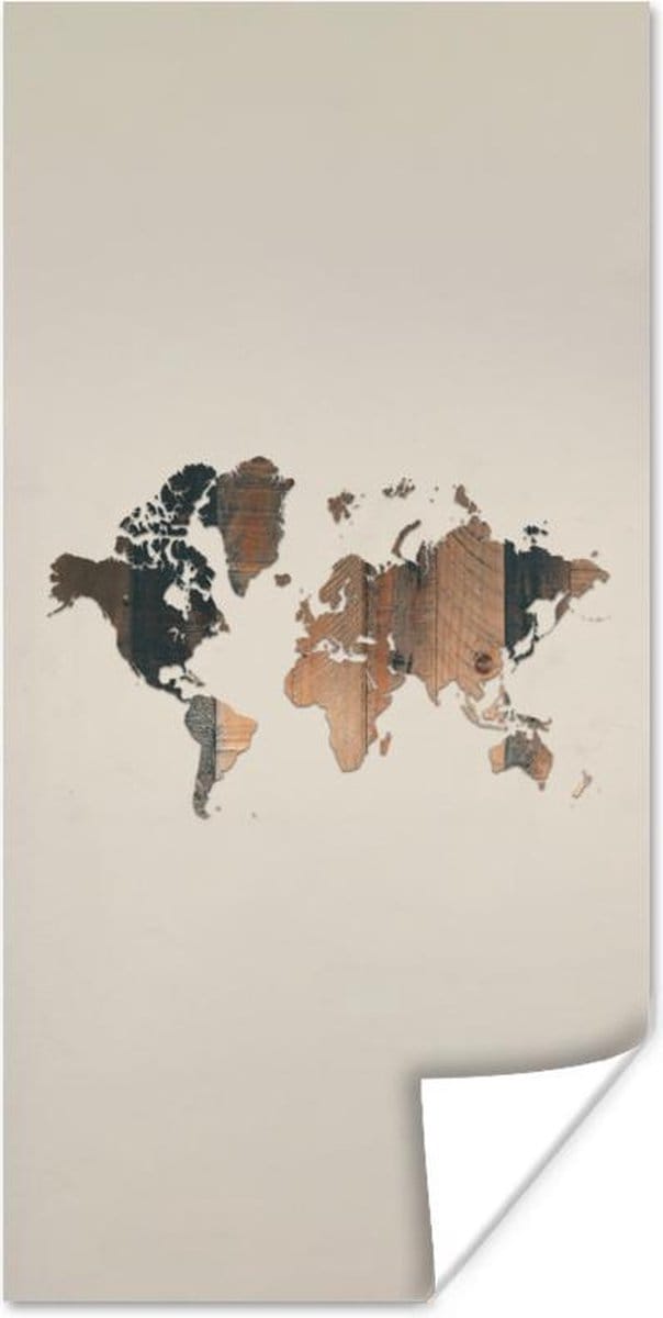 Wereldkaarten - Wereldkaart -Hout - Plank - 80x160 cm