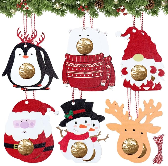 Dailygoods- Kerstgeschenkdoosjes 12 stuks - Houten Kerstdecoratie