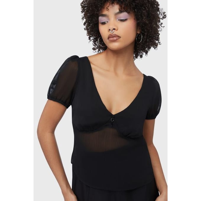 Killstar - Gothic Top - Beneath The Eclipse - Fawnlight Top (Black) - S tot XXL - voor Vrouwen - zwart