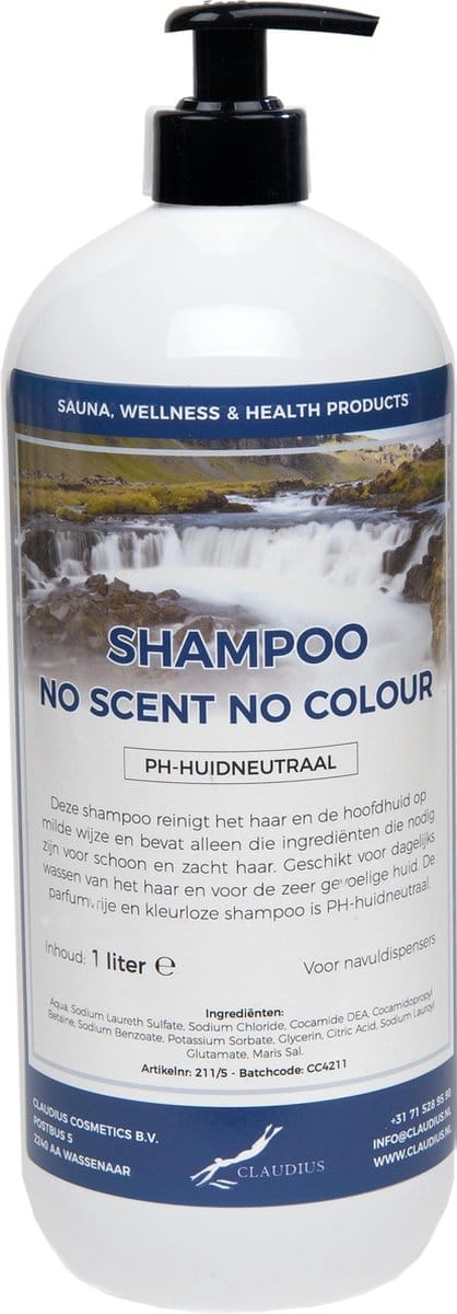 Shampoo No Scent No Colour - 1 Liter - met gratis pomp - Haarverzorging