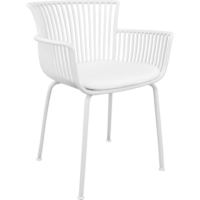 KICK® OTIS Tuinstoel – Met Armleuningen – Met Zitkussen – Kunststof – Wit
