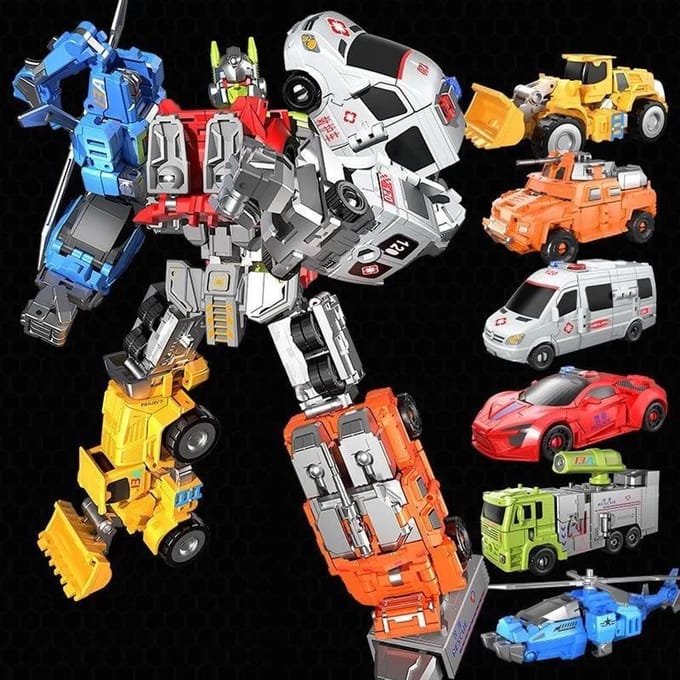 6 in 1 Transformeerbare Defender Defensor Bruticus Devastator Superion Figuur Speelgoed Model Kleurdoos Actiefiguren white