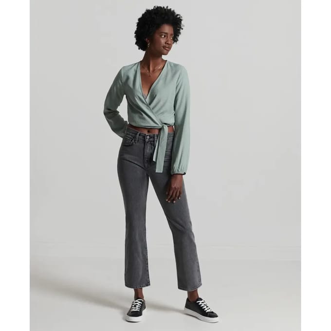 Superdry Studios Textured T-shirt Met Lange Mouwen Grijs 2XS Vrouw