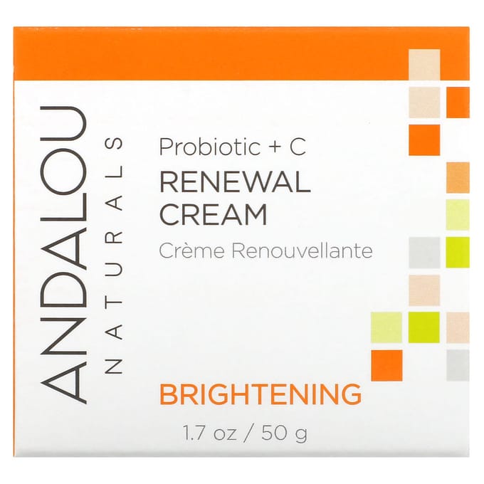 Andalou Naturals, Crème régénératrice, Probiotique + C, Éclaircissante, 1,7 fl oz (50 ml) white