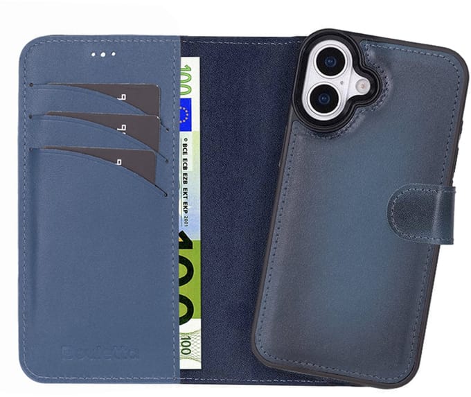 Pulledro geschikt voor iPhone 17 Uitneembare Lederen BookCase - MagSafe - RFID - Midnight Blue