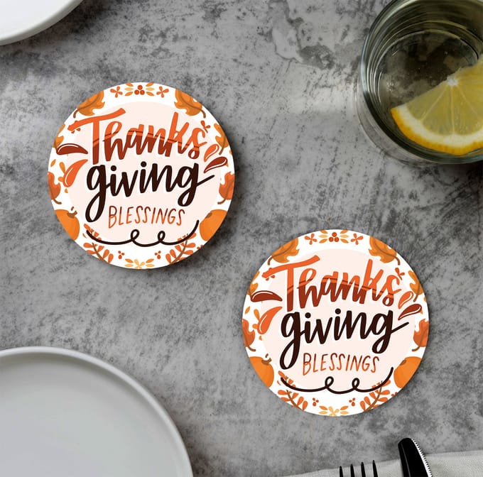 GR onderzetters voor glazen - Thanksgiving - Vinyl - 6st