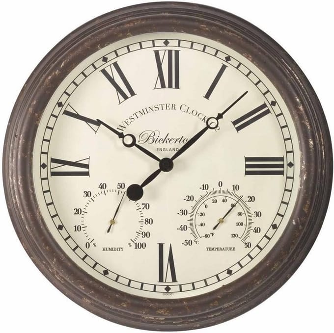 Grote Buitenklok met Thermometer Ø 38 cm - Weerbestendige Wandklok