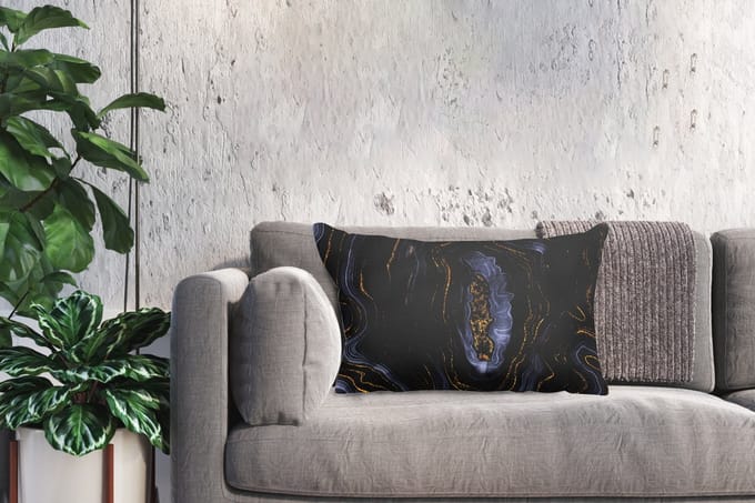 Sierkussens - Kussentjes Woonkamer - 60x40 cm - Geode - Agaat - Black & gold