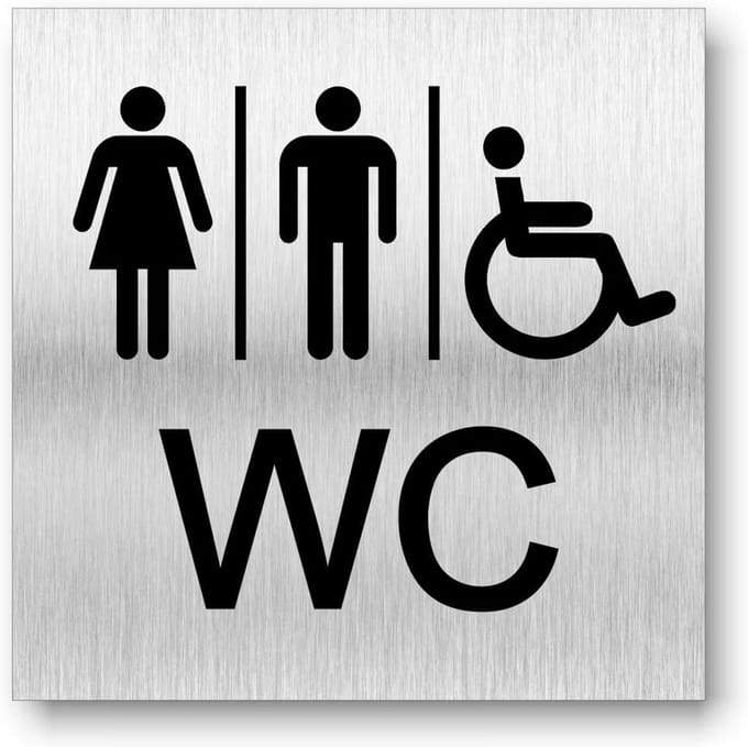 Toilette Deurstickers WC Dames Heren Invaliden Huisnummer 12x12 cm Aluminium Composiet